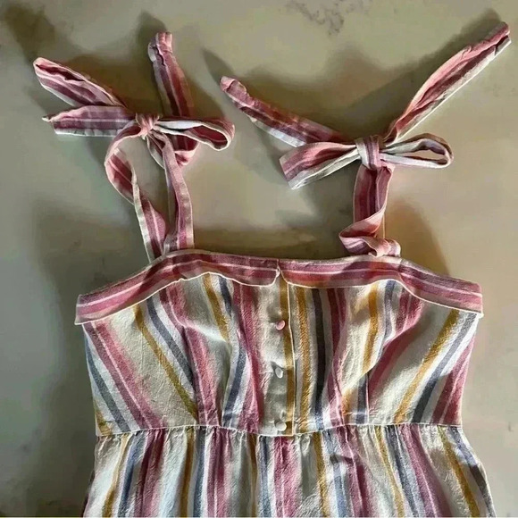 Gal Meets Glam Kim Bow Linen Striped Dress Size 10- A35 - Picture 6 of 11